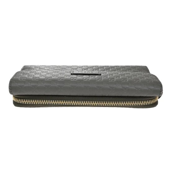 GUCCI Micro Guccissima GG Pattern Long Zipper Wallet Leather Gray Gold 69EF697 - Picture 5 of 12